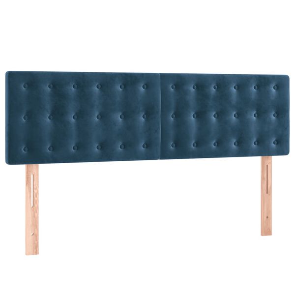 vidaXL Κρεβάτι Boxspring με Στρώμα Σκούρο Μπλε 140x190 εκ. Βελούδινο