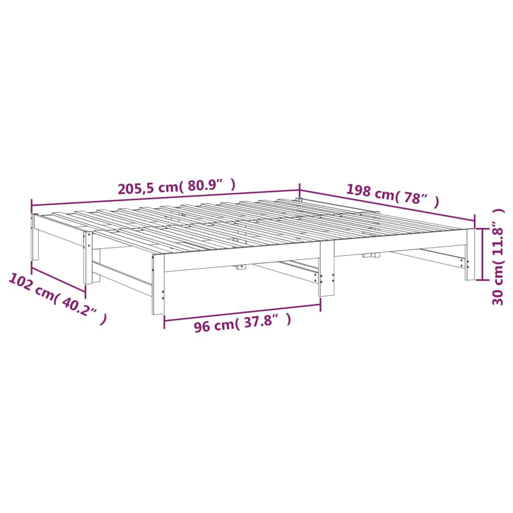 vidaXL Καναπές Κρεβάτι Συρόμενος 2x(100x200) εκ. από Μασίφ Ξύλο Πεύκου