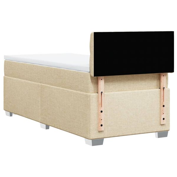 vidaXL Κρεβάτι Boxspring με Στρώμα Κρεμ 100 x 200 εκ. Υφασμάτινο