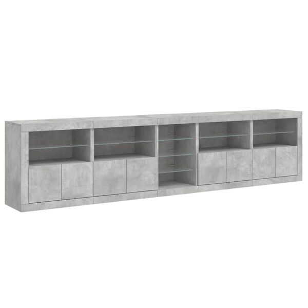 vidaXL Μπουφές με LED Γκρι Σκυροδέματος 283 x 37 x 67 εκ.