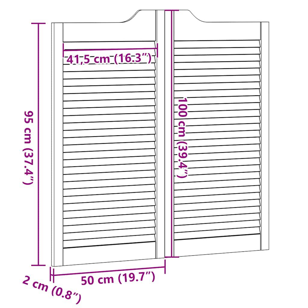 vidaXL Swing Doors Louvred Design 1-Pair 100x100 cm μασίφ ξύλο πεύκο