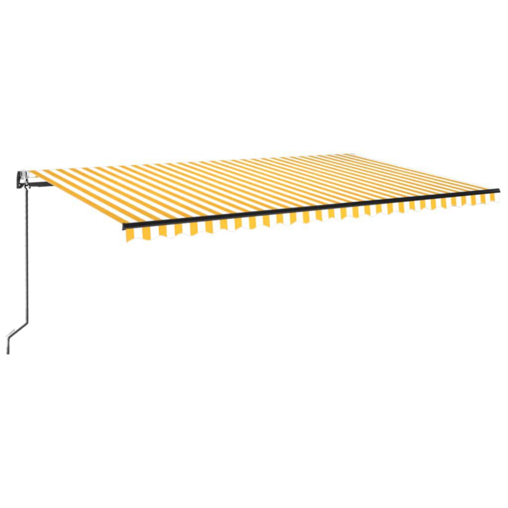 vidaXL Τέντα Αυτόματη με LED & Αισθ. Ανέμου Κίτρινο/Λευκό 500x300 εκ.