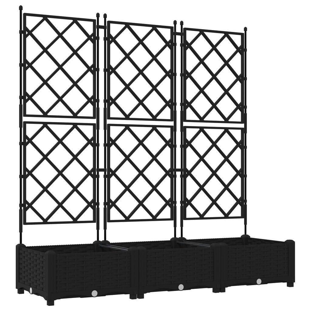vidaXL Γλάστρα Κήπου με Πλέγμα 3 τεμ Μαύρη 120x40x125.5 εκ.