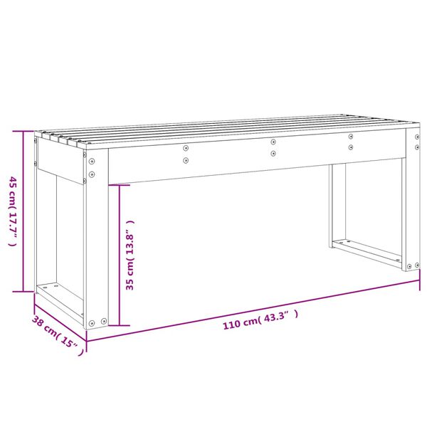 vidaXL Παγκάκι Κήπου 110 x 38 x 45 εκ. από Μασίφ Ξύλο Πεύκου