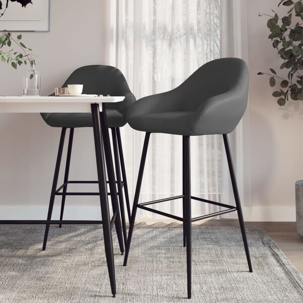 vidaXL Σκαμπό Μπαρ 2 τεμ. Γκρι από Συνθετικό Δέρμα