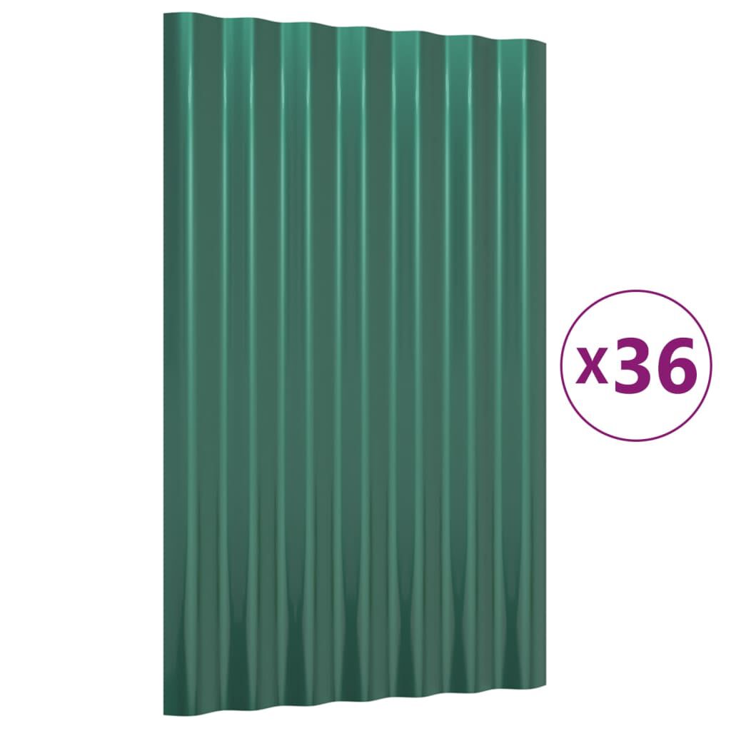 vidaXL Πάνελ Οροφής 36 τεμ. Πράσινα 60x36 εκ. Ατσάλινα με Ηλεκτρ. Βαφή