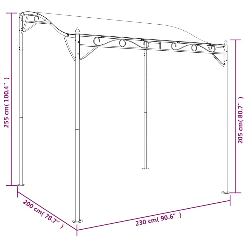vidaXL Τέντα Κρεμ 2 x 2,3 μ. 180 γρ./μ² από Ύφασμα και Ατσάλι