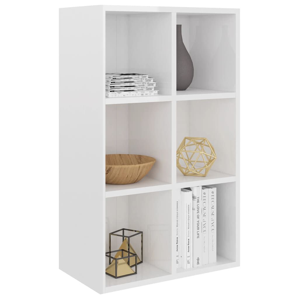 vidaXL Ραφιέρα/Βιβλιοθήκη Γυαλιστερό Λευκό 66x30x98 εκ. Επεξ. Ξύλο