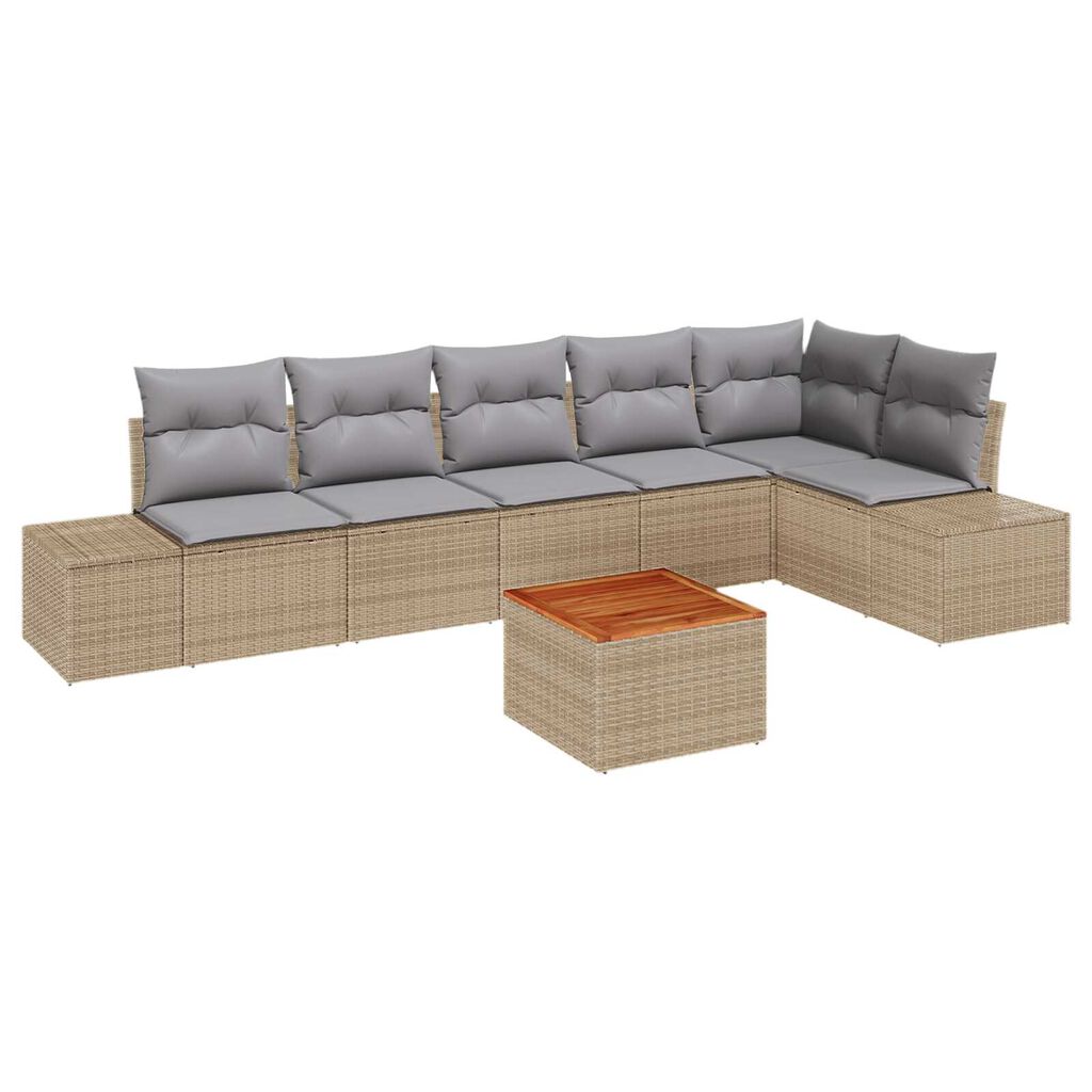 vidaXL Σετ Καναπέ Κήπου 7 pcs μπεζ και ανοιχτό γκρι
