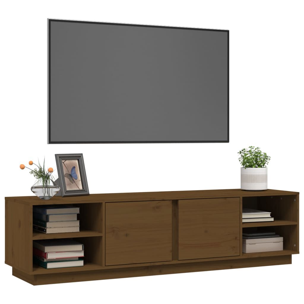 vidaXL Έπιπλο Τηλεόρασης Καφέ Μελί 156x40x40 εκ. από Μασίφ Ξύλο Πεύκου