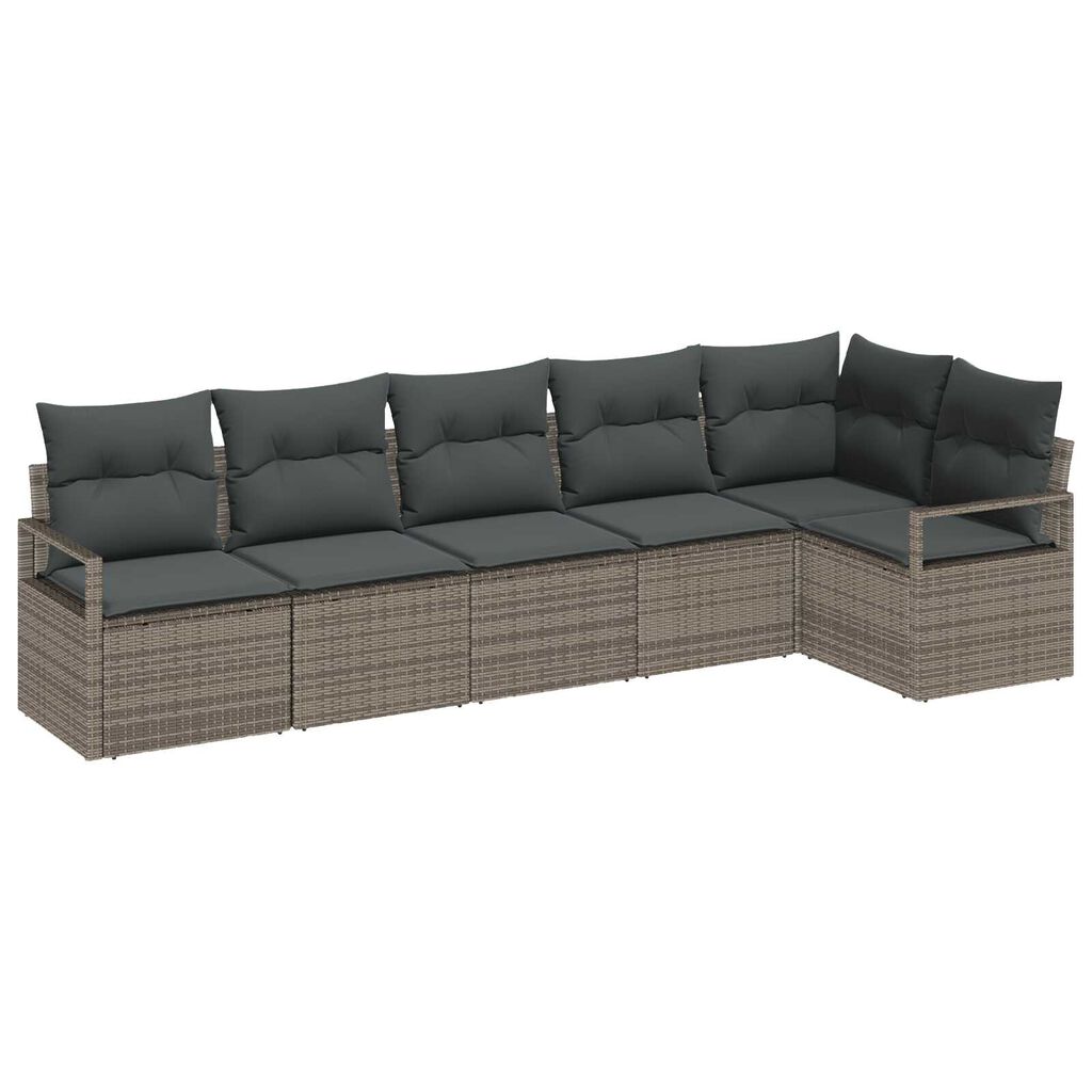 vidaXL Σετ Καναπέ Κήπου 6 pcs Γκρι Πολυ rattan, βαμμένο ατσάλι