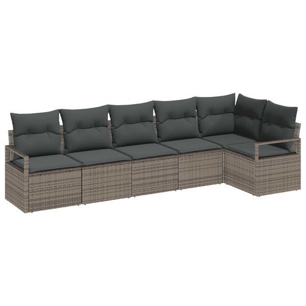 vidaXL Σετ Καναπέ Κήπου 6 pcs Γκρι Πολυ rattan, βαμμένο ατσάλι