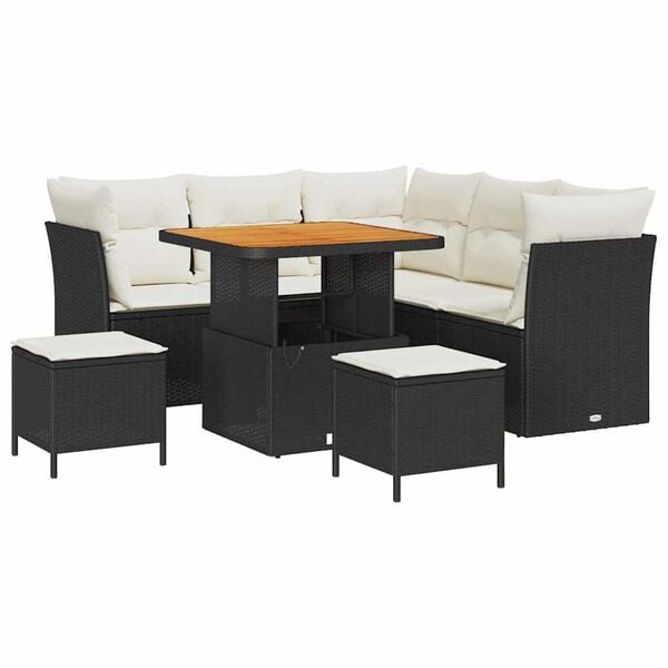 vidaXL Σετ Καναπέ Κήπου 8 pcs Μαύρο συνθετικό ρατάν
