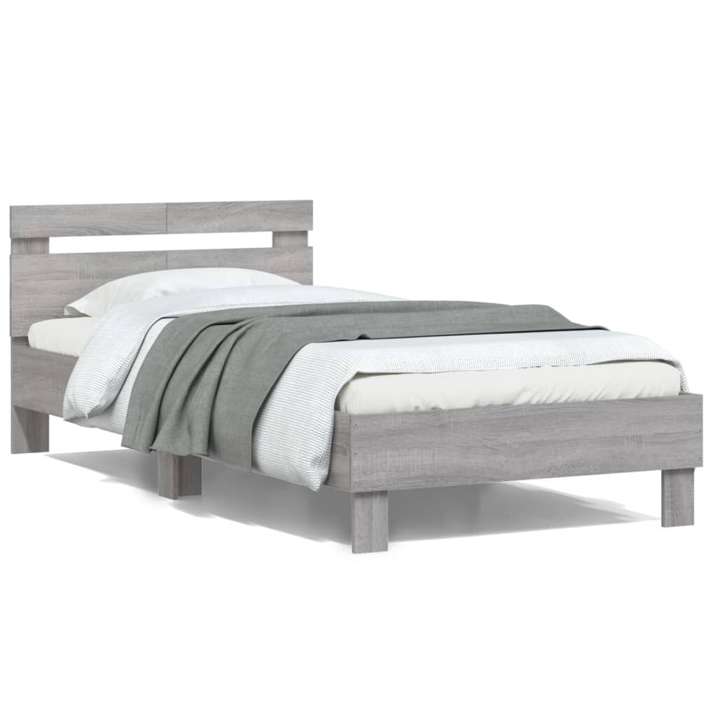 vidaXL Πλαίσιο Κρεβατιού με Κεφαλάρι Γκρι Sonoma 100x200εκ. Επεξ. Ξύλο