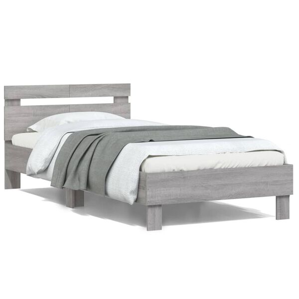 vidaXL Πλαίσιο Κρεβατιού με Κεφαλάρι Γκρι Sonoma 100x200εκ. Επεξ. Ξύλο