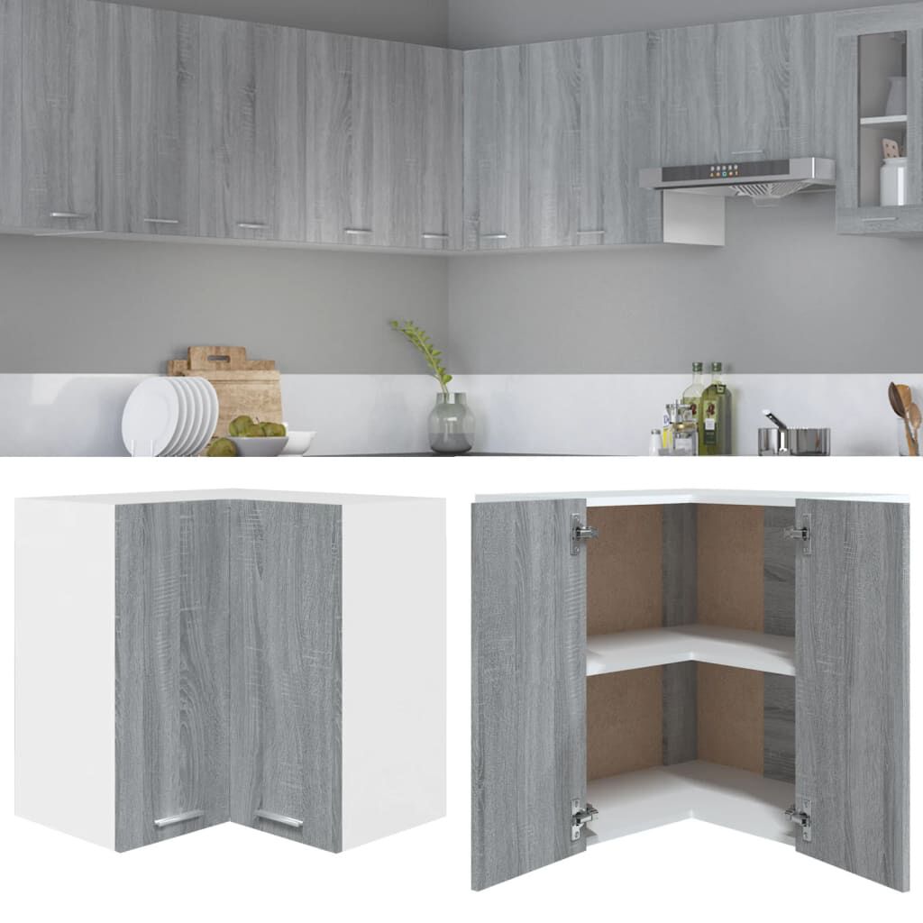 vidaXL Ντουλάπι Κρεμαστό Γωνιακό Lyon Γκρι Sonoma 57x57x60εκ.