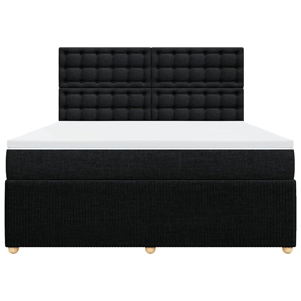 vidaXL Κρεβάτι Boxspring με Στρώμα Μαύρο 180x200 εκ. Υφασμάτινο