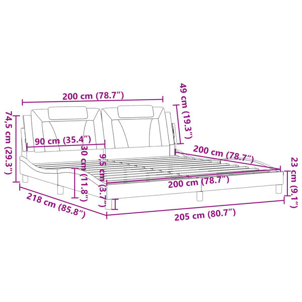 vidaXL Πλαίσιο Κρεβατιού με Κεφαλάρι Γκρι 200x200 εκ. Συνθετικό Δέρμα