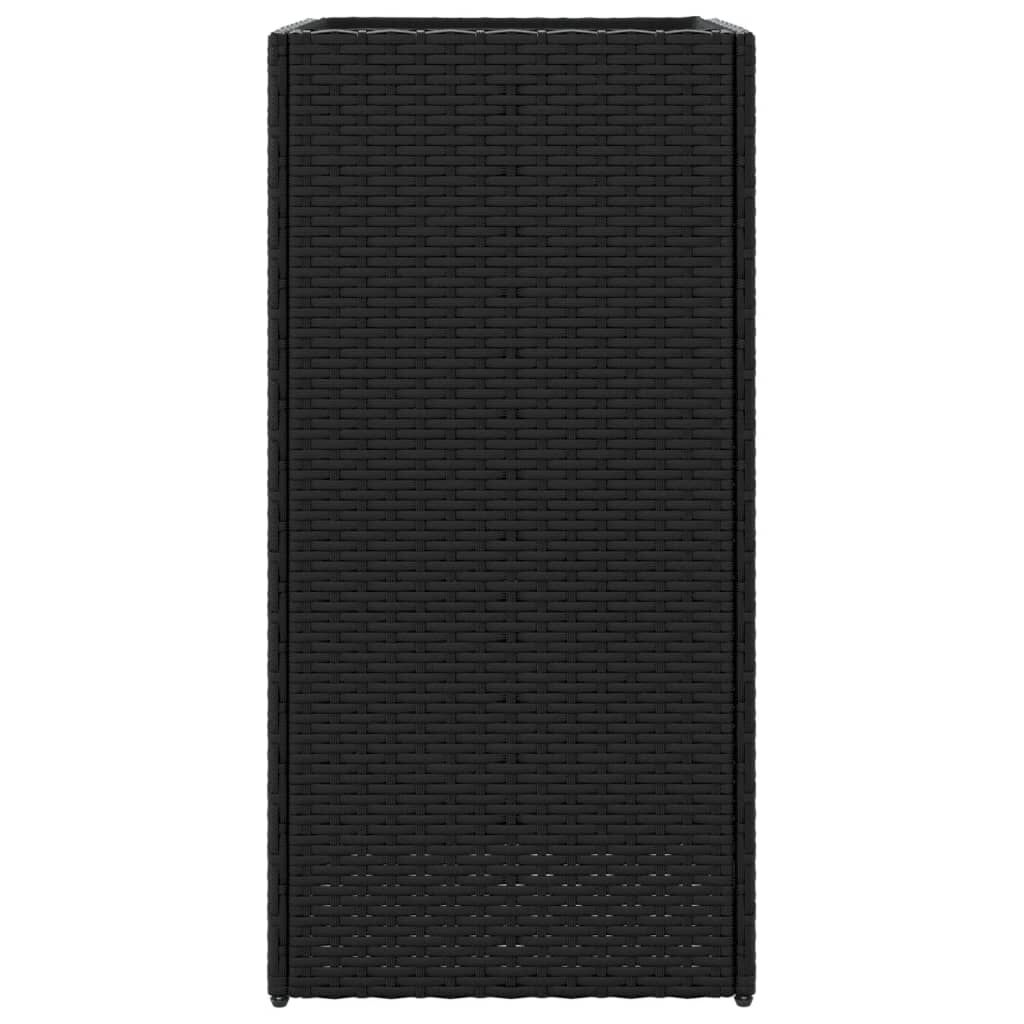 vidaXL Ζαρντινιέρες Κήπου 2 τεμ. Μαύρη 40x40x80εκ. από Συνθετικό Ρατάν