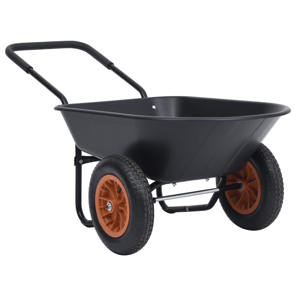 vidaXL Καρότσι Κήπου Μαύρο και Πορτοκαλί 78 L 100 kg