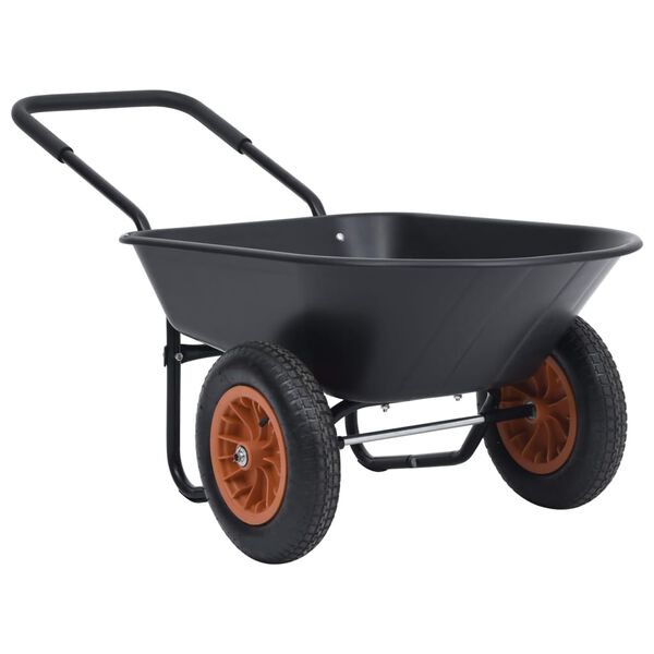 vidaXL Καρότσι Κήπου Μαύρο και Πορτοκαλί 78 L 100 kg