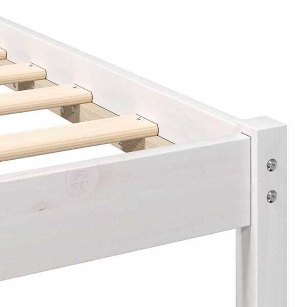 vidaXL Σκελετός Κρεβατιού Λευκό 135 x 190 cm Μασίφ ξύλο πεύκου