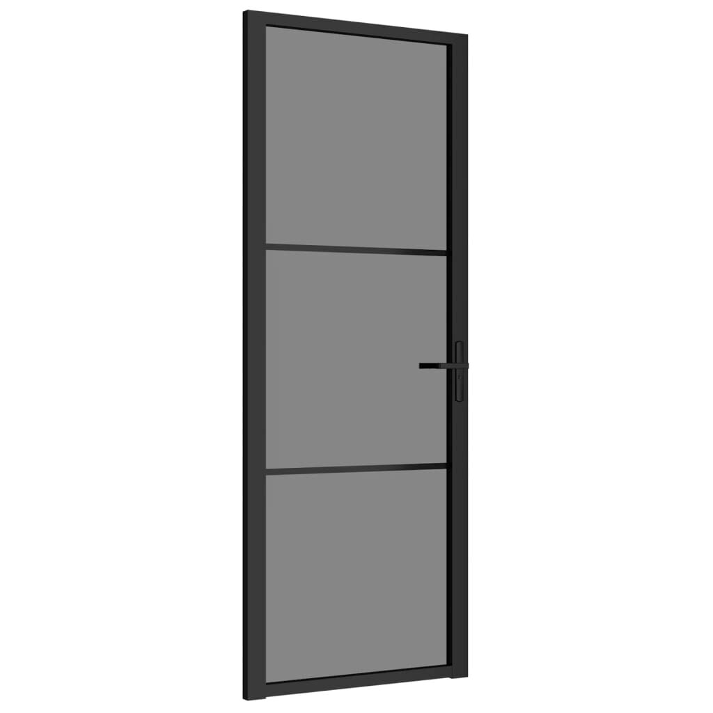 vidaXL Εσωτερική Πόρτα 76x201,5 εκ. Μαύρη ESG Γυαλί και Αλουμίνιο