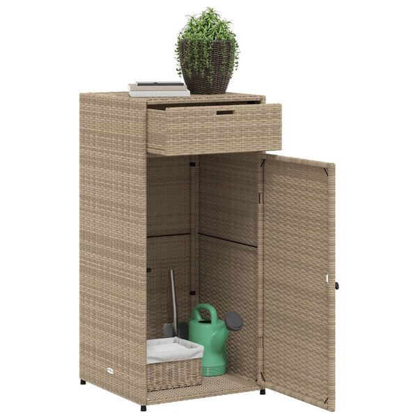 vidaXL Ντουλάπι Αποθήκευσης Κήπου Beige 55x55x111 εκ. Συνθετικό Ρατάν