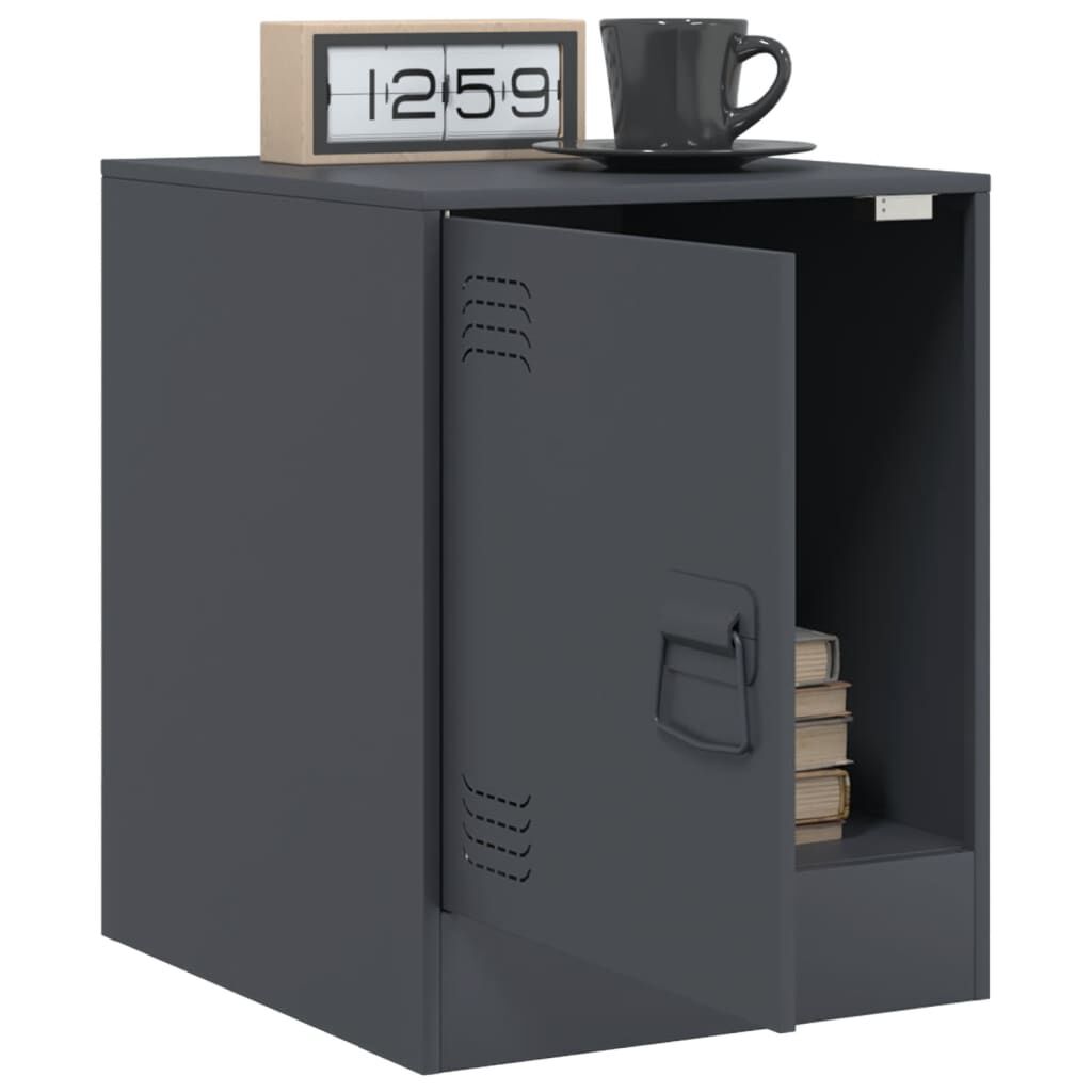 vidaXL Κομοδίνο Ανθρακί 34,5 x 39 x 44 εκ. από Χάλυβα