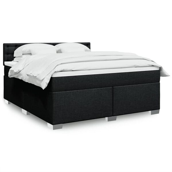 vidaXL Κρεβάτι Boxspring με Στρώμα Μαύρο 180x200 εκ. Υφασμάτινο