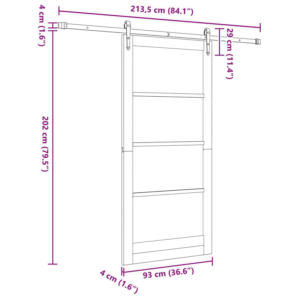 vidaXL Συρόμενη Πόρτα ORKDAL Καφέ 93 x 202 cm Μασίφ ξύλο πεύκου