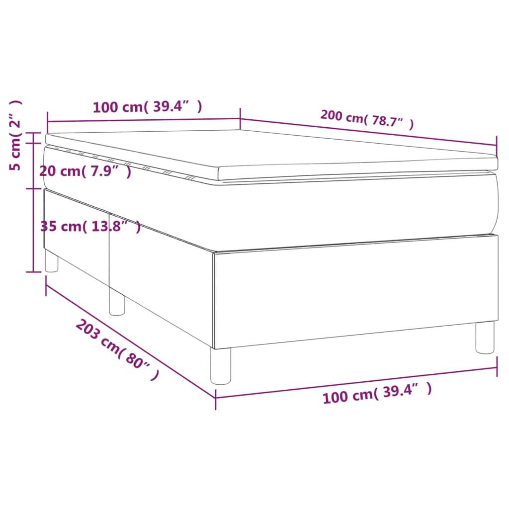 vidaXL Κρεβάτι Boxspring με Στρώμα Μπλε 100 x 200 εκ. Υφασμάτινο
