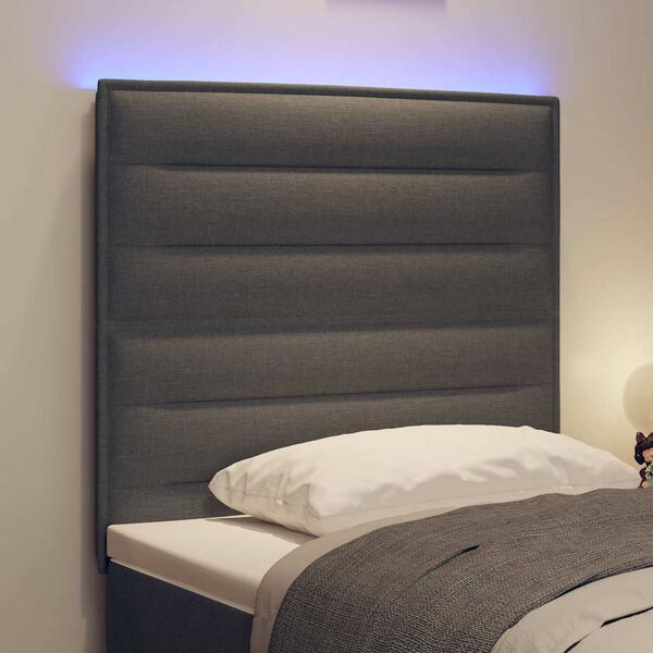 vidaXL LED κεφαλάρι με φώτα λωρίδας LED Σκούρο γκρι 100 cm ύφασμα