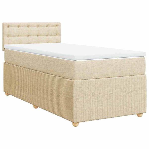 vidaXL Κρεβάτι Boxspring με Στρώμα Κρεμ 80 x 200 εκ. Υφασμάτινο
