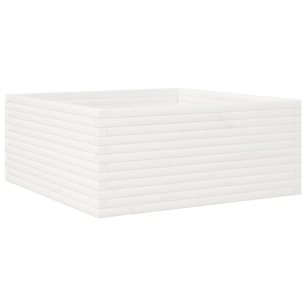 vidaXL Ζαρντινιέρα Κήπου Λευκή 110x110x46 εκ. από Μασίφ Ξύλο Πεύκου