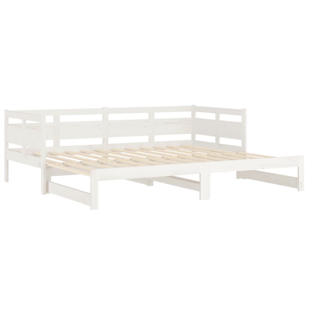 vidaXL Καναπές Κρεβάτι Συρόμενος Λευκός 2x(90x190) εκ. από Μασίφ Πεύκο