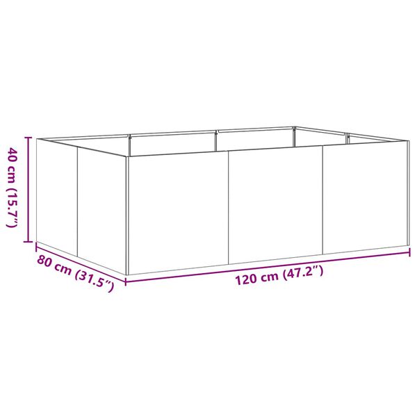 vidaXL Ζαρντινιέρα 120x80x40 εκ. Ατσάλι Σκληρυθέν στον Αέρα