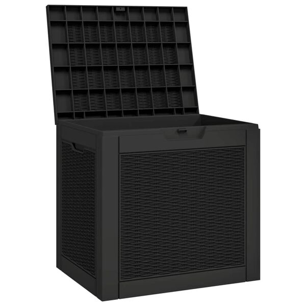 vidaXL Μπαούλο Αποθήκευσης Κήπου Μαύρο 55,5x43x53 εκ. Πολυπροπυλένιο