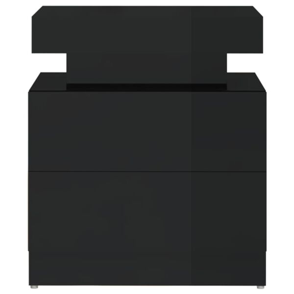 vidaXL Κομοδίνο Γυαλιστερό Μαύρο 45x35x52 εκ. από Επεξ. Ξύλο