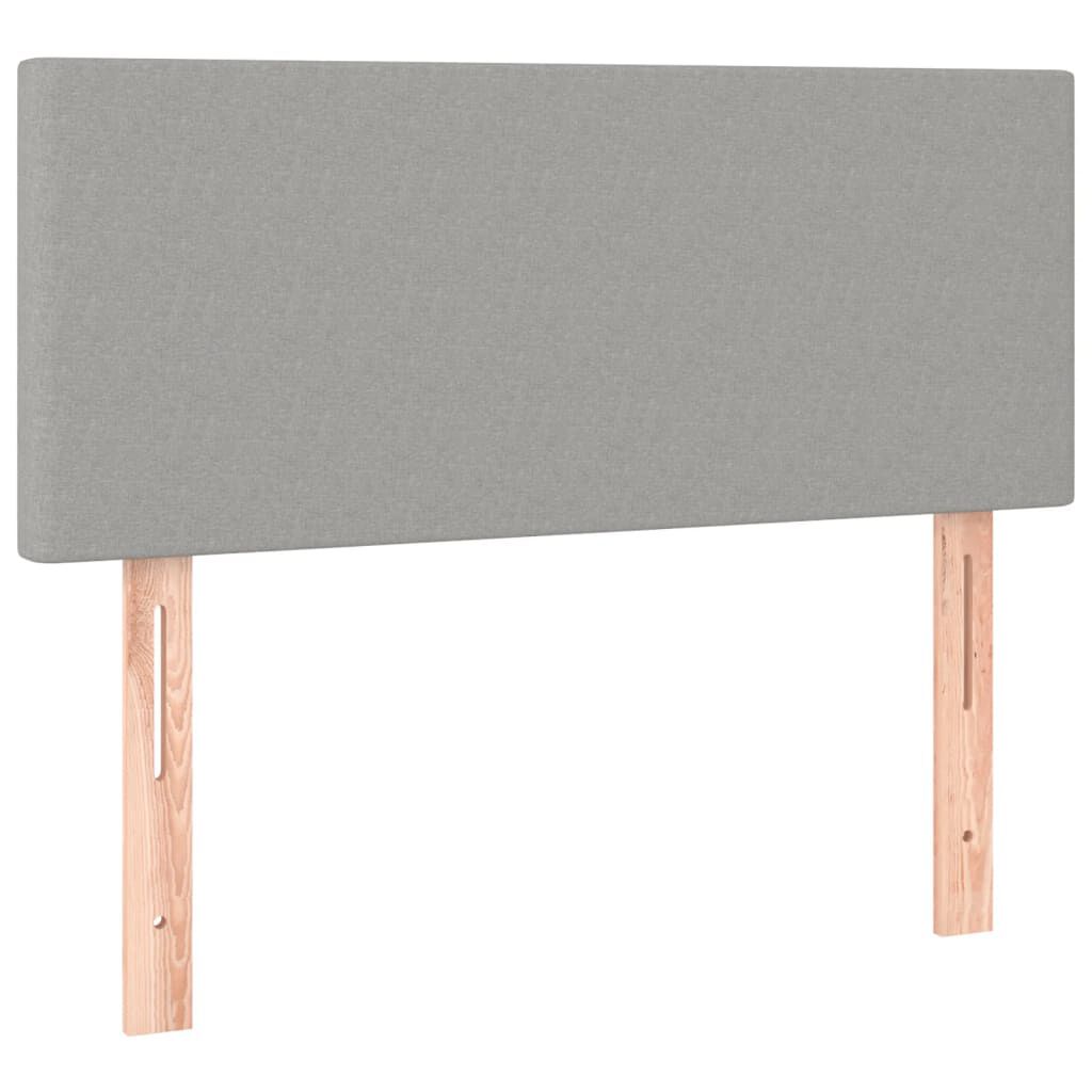 vidaXL Κρεβάτι Boxspring με Στρώμα & LED Αν.Γκρι 90x200 εκ. Υφασμάτινο