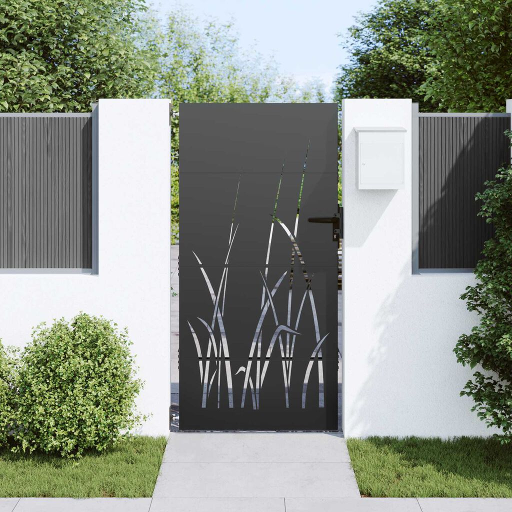 vidaXL Πύλη Κήπου Μαύρο 105 x 200 cm Ατσάλι με Επικάλυψη Πούδρας