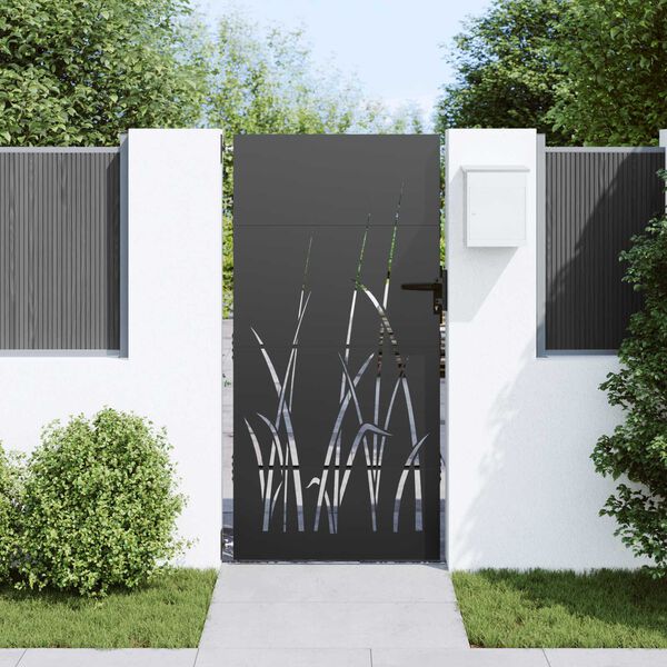 vidaXL Πύλη Κήπου Μαύρο 105 x 200 cm Ατσάλι με Επικάλυψη Πούδρας