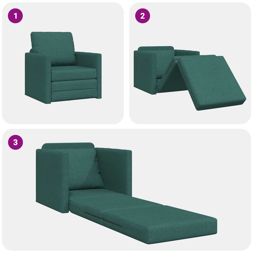 vidaXL Κρεβάτι Καναπές 2 σε 1 Σκούρο Πράσινο 74x77x81 εκ Υφάσματος