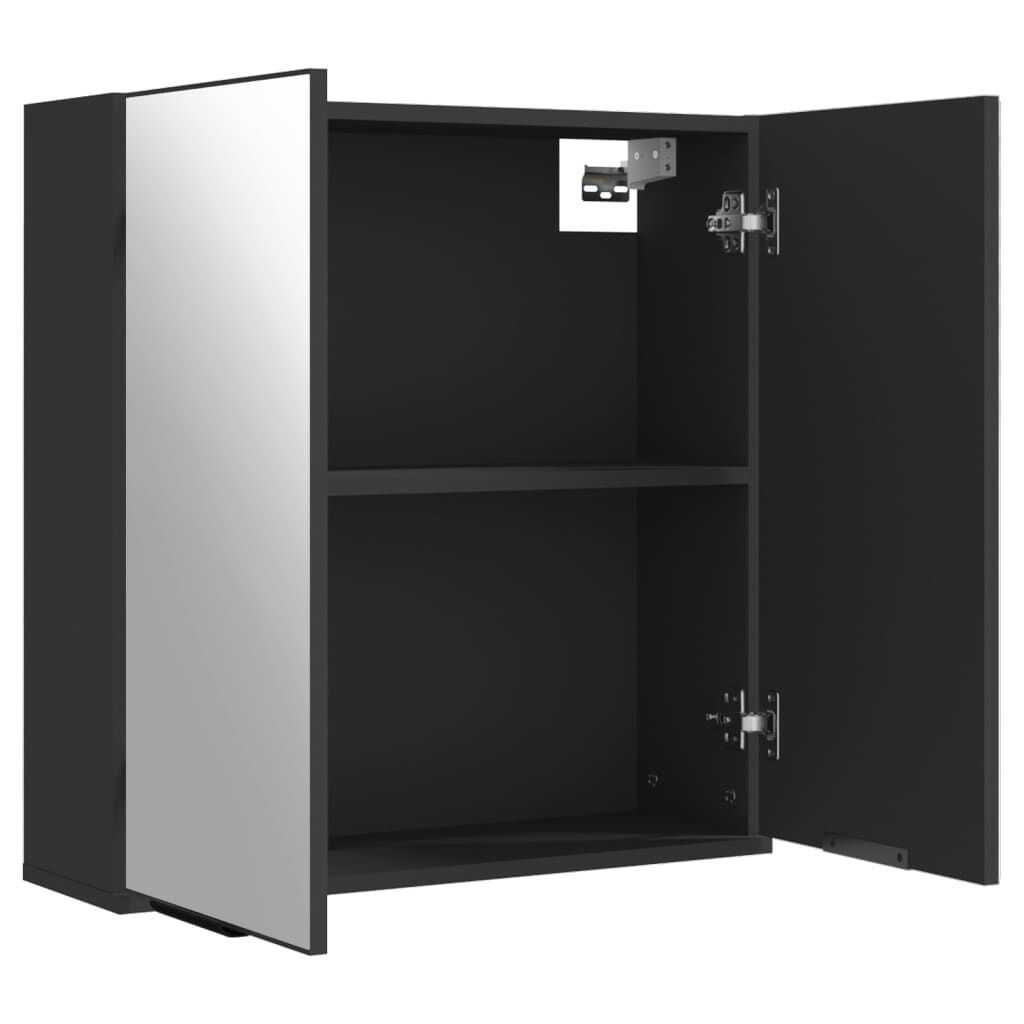 vidaXL Καθρέφτης Μπάνιου με Ντουλάπι Μαύρος 64x20x67 εκ. Επεξ. Ξύλο