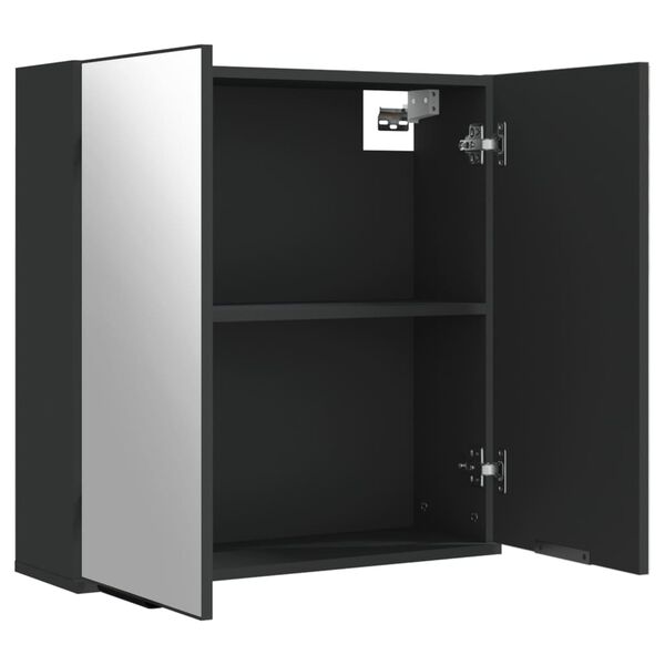 vidaXL Καθρέφτης Μπάνιου με Ντουλάπι Μαύρος 64x20x67 εκ. Επεξ. Ξύλο