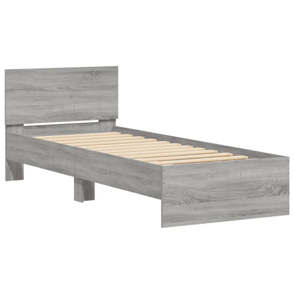 vidaXL Πλαίσιο Κρεβατιού με Κεφαλάρι Γκρι Sonoma 90x190 εκ. Επεξ. Ξύλο