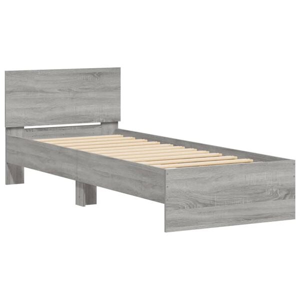 vidaXL Πλαίσιο Κρεβατιού με Κεφαλάρι Γκρι Sonoma 90x190 εκ. Επεξ. Ξύλο