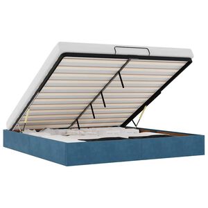 vidaXL Οθωμανικό πλαίσιο κρεβατιού χωρίς στρώμα Σκούρο μπλε Velvet