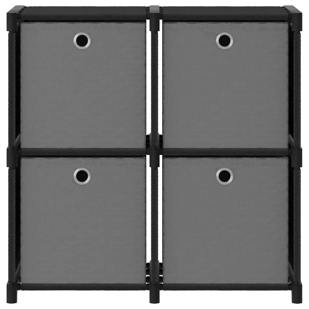 vidaXL Ραφιέρα με 4 Κύβους & Κουτιά Μαύρη 69x30x72,5 εκ. Υφασμάτινη