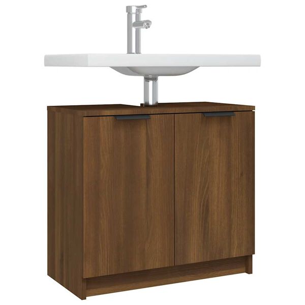 vidaXL Ντουλάπι Μπάνιου Καφέ Δρυς 64,5x33,5x59 εκ Επεξεργασμένο Ξύλο